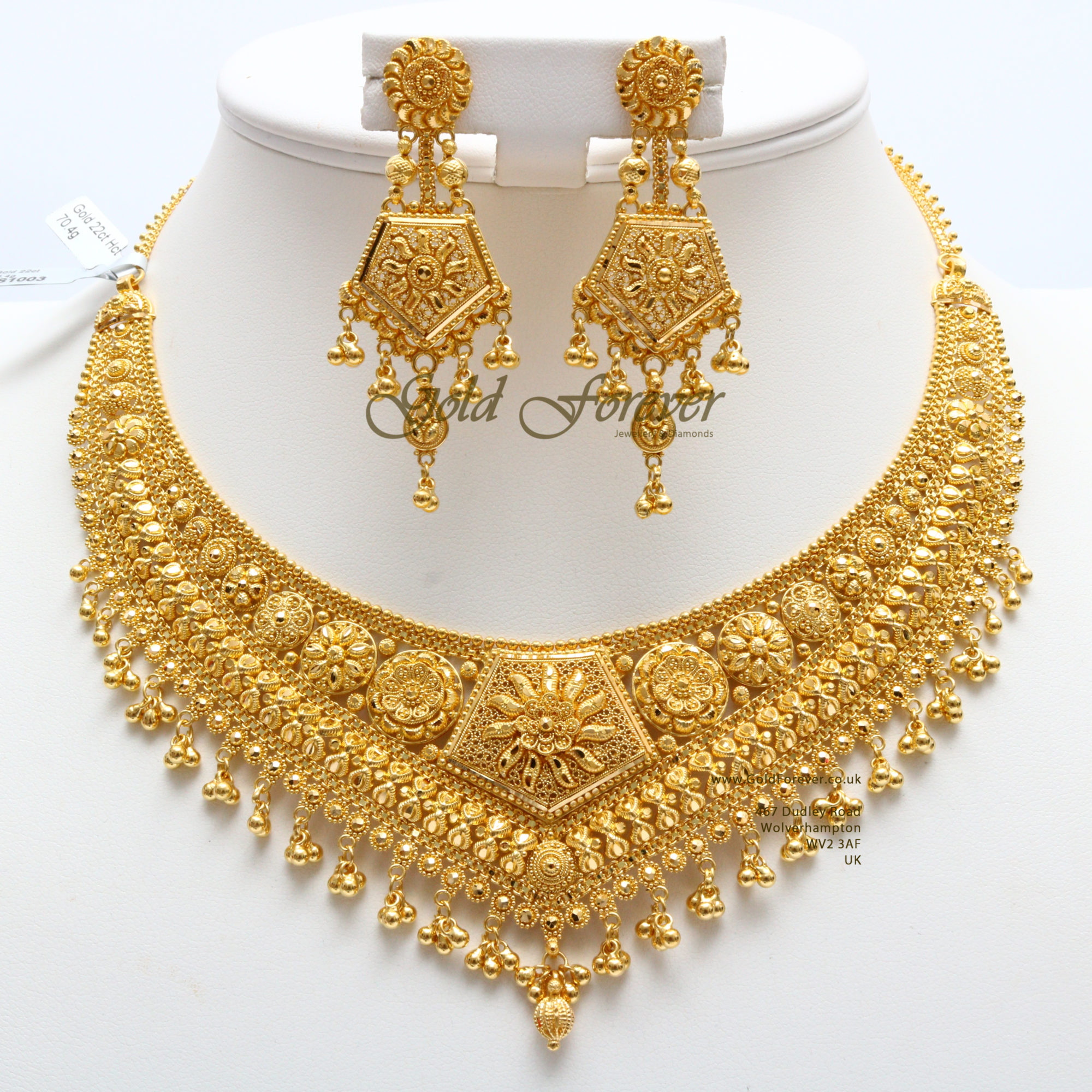 22 Carat Indian Gold Necklace Set 704 Grams Codens1003 Gold Forever