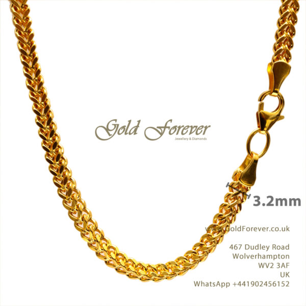 22 Carat Gold Hollow Foxtail Chain 3.2mm 20 inch 13.9 Gram