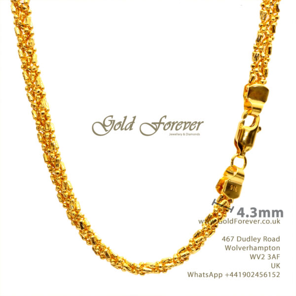 22 Carat Gold Bullet Twist Chain 4.3mm 20 inch 22.2 Gram