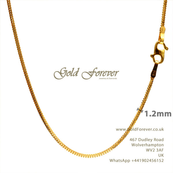 22 Carat Gold Foxtail Chain 1.2mm 19 inch 3.2 Gram