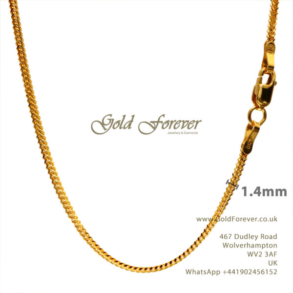 22 Carat Gold Foxtail Chain 1.4mm 18 inch 5.8 Gram