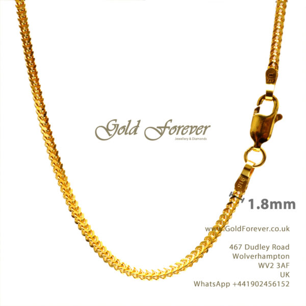 22 Carat Gold Foxtail Chain 1.8mm 16 inch 8.5 Gram