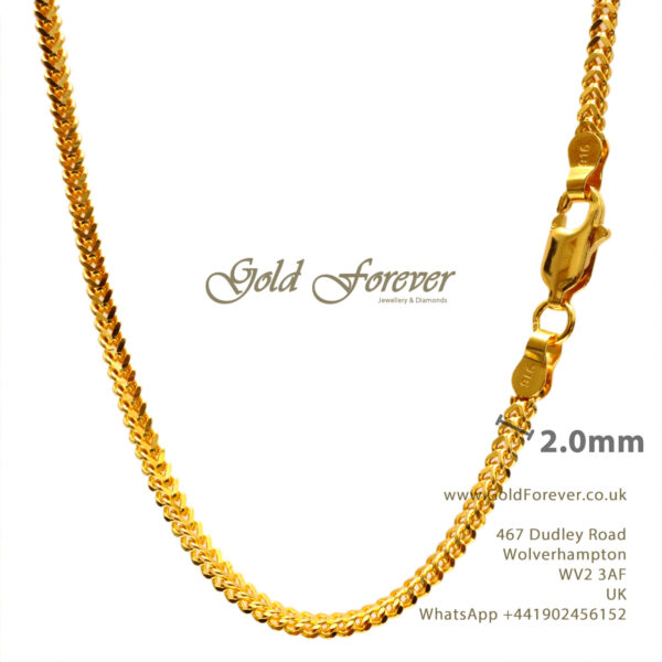 22 Carat Gold Foxtail Chain 2mm 18 inch 12.2 Gram