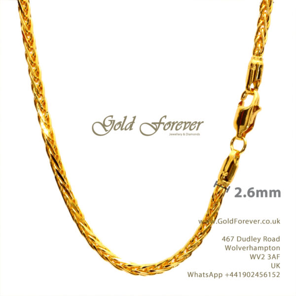 22 Carat Gold Spiga Chain 2.6mm 20 inch 20.3 Gram
